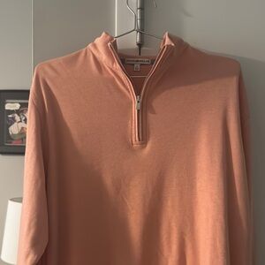 Peter Millar Orange Zip Up Sweater Lightweight Knit